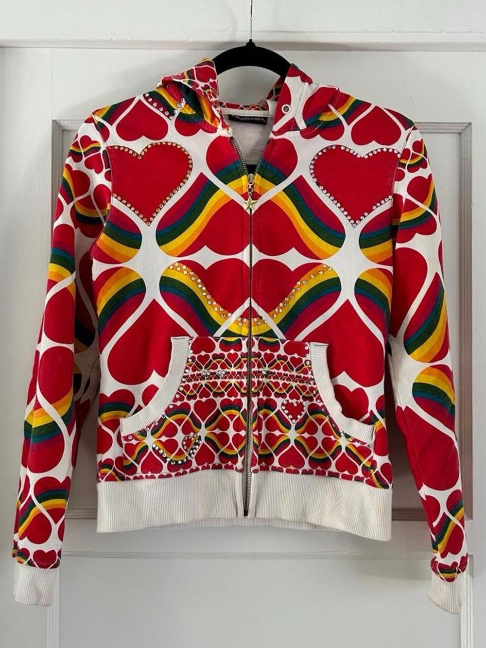 Red Heart & Rainbow Zip Hoodie Jacket